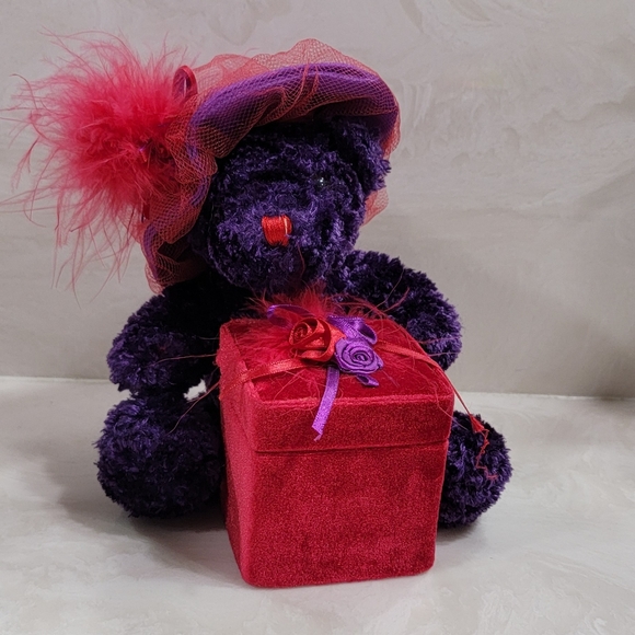 Vintage Puple Bear with Jewelry Box - Picture 1 of 3